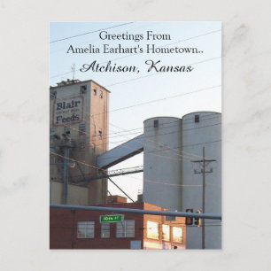 Postcard Atchison Kansas Hometown Amelia Earhart