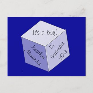 Postcard – Baby Block Birth Announcement