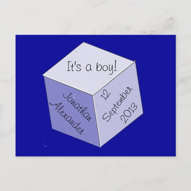 Postcard – Baby Block Birth Announcement (Front)