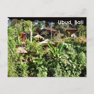 Postcard Bali Indonesia Tropical Plants Grass Huts