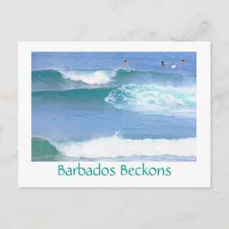 postcard/BARBADOS BECKONS/ CATCHING SOME WAVES IN Postcard