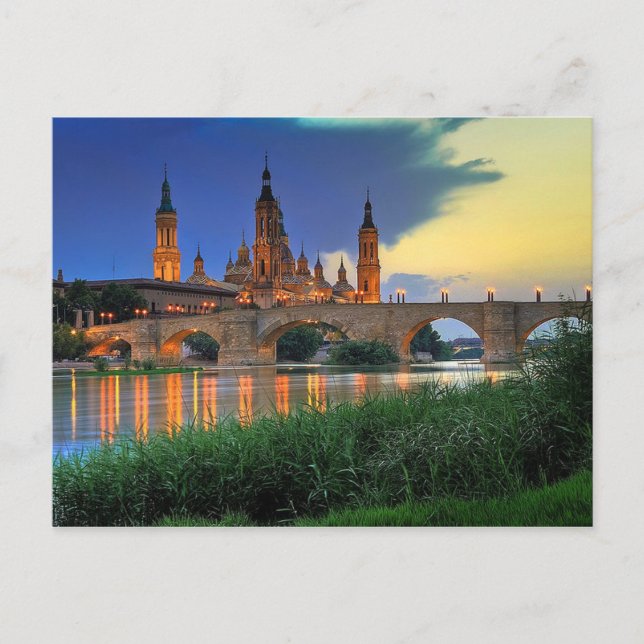 Postcard Basilica del Pilar in Zaragoza, Spain (Front)