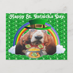 Postcard Basset Hound Happy St. Patrick's Day