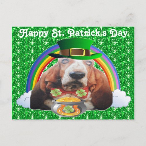 Postcard Basset Hound Happy St Patricks Day