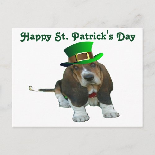 Postcard Basset Hound Happy StPatricks Day