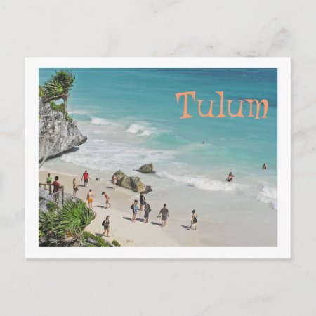 Postcard, Beach Beneath Mayan Ruins In Tulum Postcard