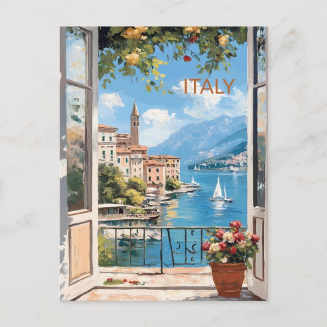 POSTCARD Beautiful Watercolor of Italy Travel (Front)