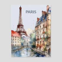 POSTCARD Beautiful Watercolor of Paris Travel