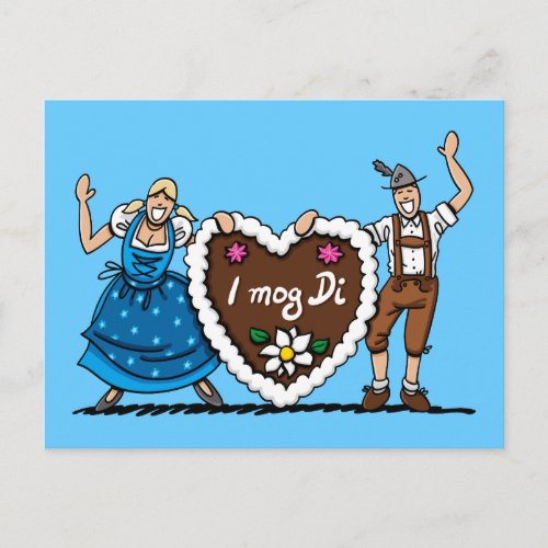 Postcard BEER FESTIVAL Couple Gingerbread Heart