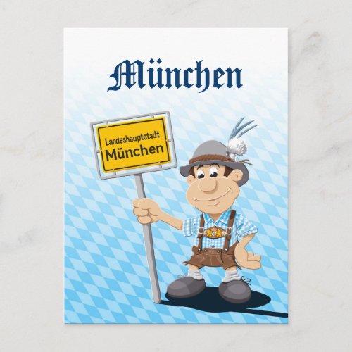 Postcard BEER FESTIVAL Lederhosen Man Munich Sign