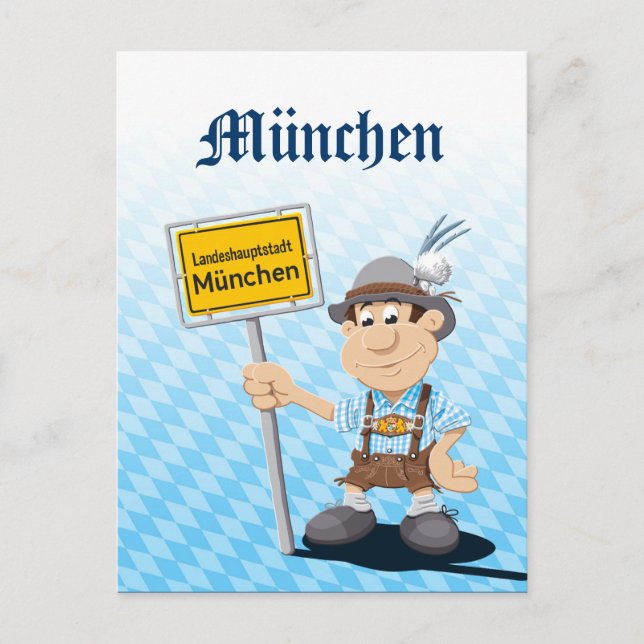 Postcard BEER FESTIVAL Lederhosen Man Munich Sign (Front)