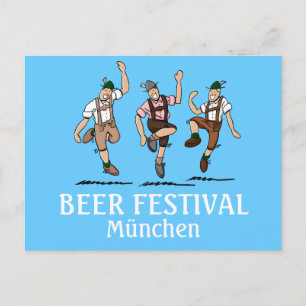 Postcard BEER FESTIVAL München Dancing Lederhosen