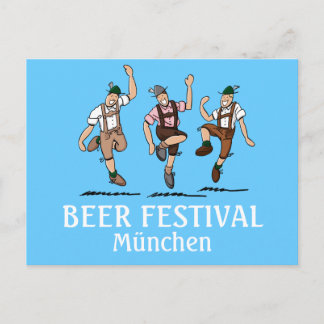 Postcard BEER FESTIVAL München Dancing Lederhosen