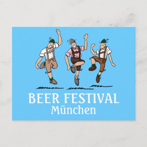 Postcard BEER FESTIVAL Mnchen Dancing Lederhosen