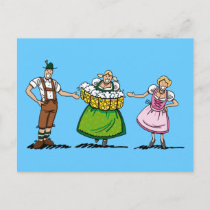 Postcard BEER FESTIVAL Welcome Waitress Beer Stein