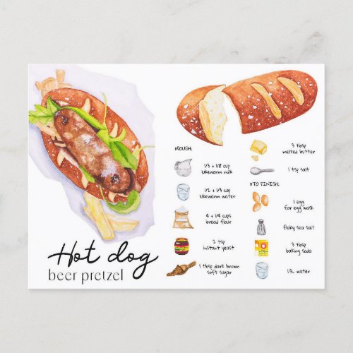 Postcard _ Beer Pretzel Hot Dog