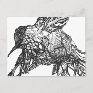 Postcard, Black and White Art Great for Coloring Postcard
