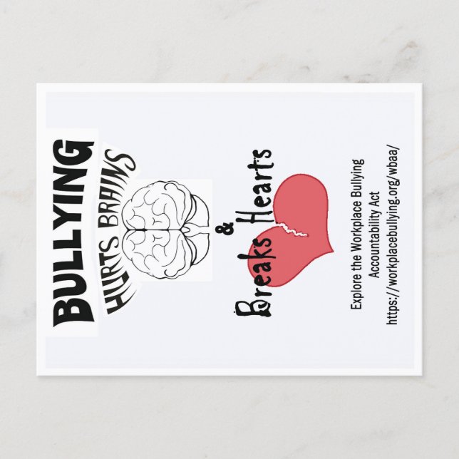 Postcard-Bullying Hurts Brains & Breaks Hearts Postcard (Front)