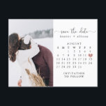Postcard | Calendar Save the Date<br><div class="desc">This simple,  wedding save the date template features a clean,  modern design. Customize it with your information and make it uniquely yours! To move the heart,  click personalize > scroll down > click "customize further".</div>