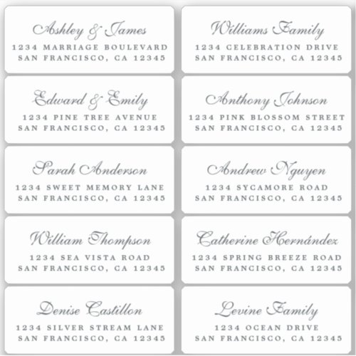 Postcard Calligraphy Wedding Guest Address Labels