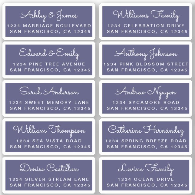 Postcard Calligraphy Wedding Guest Address Labels (Front)