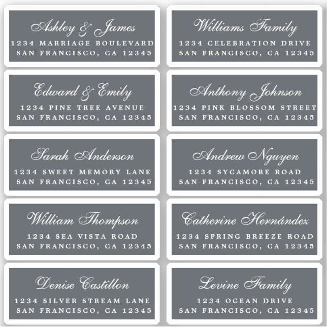 Postcard Calligraphy Wedding Guest Address Labels (Front)