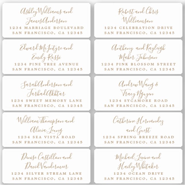 Postcard Calligraphy Wedding Guest Address Labels (Front)