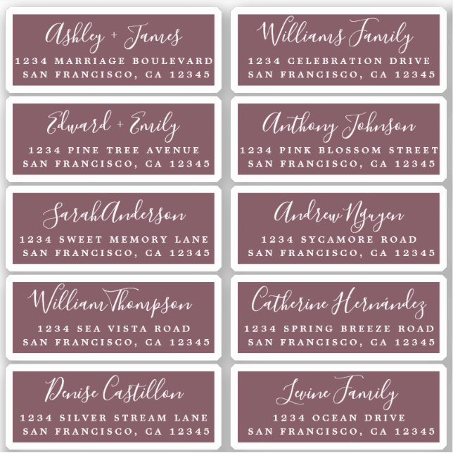 Postcard Calligraphy Wedding Guest Address Labels (Front)