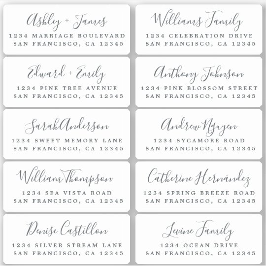 Postcard Calligraphy Wedding Guest Address Labels | Zazzle.com