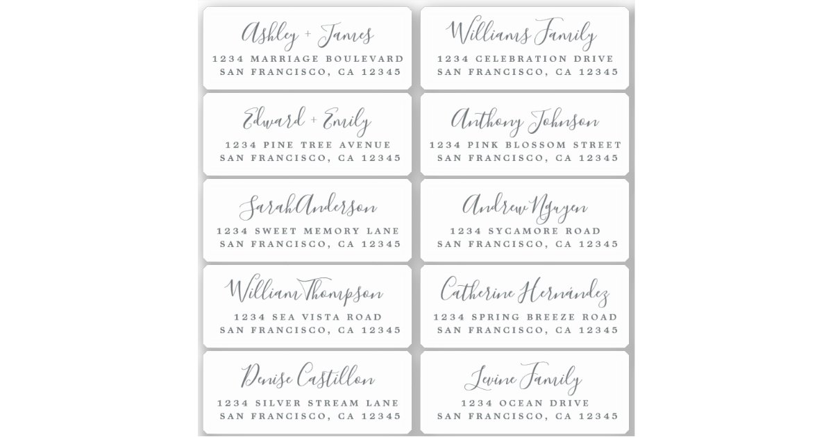 Postcard Calligraphy Wedding Guest Address Labels | Zazzle