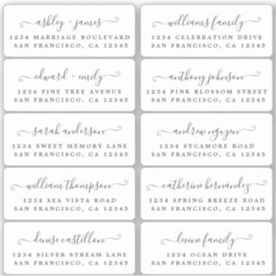 Postcard Calligraphy Wedding Guest Address Labels