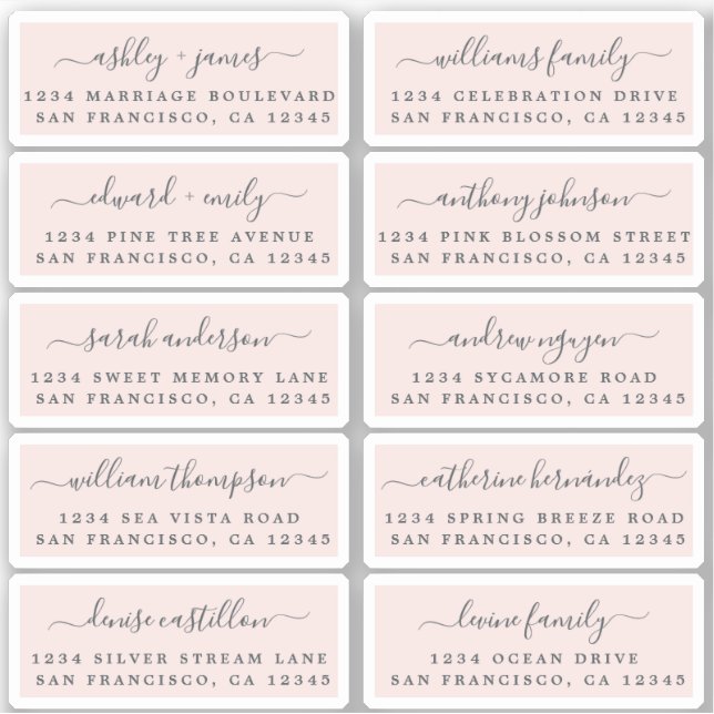 Postcard Calligraphy Wedding Guest Address Labels (Front)