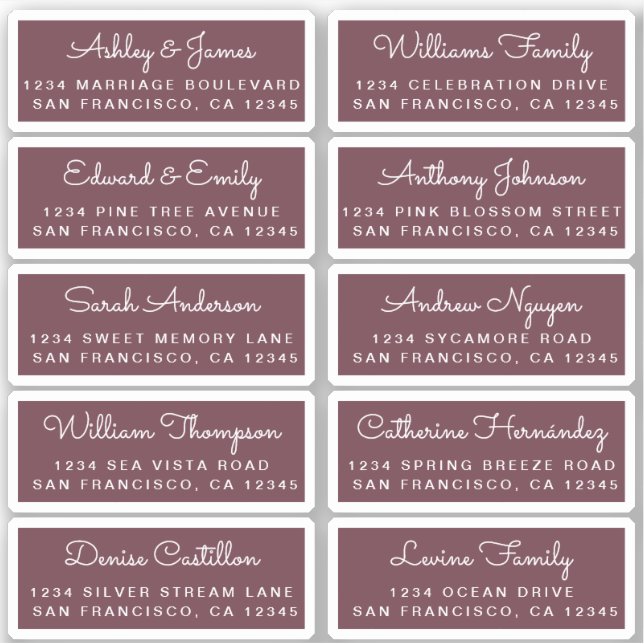 Postcard Calligraphy Wedding Guest Address Labels (Front)