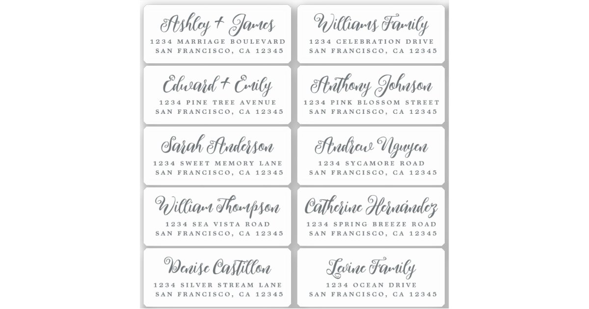 Postcard Calligraphy Wedding Guest Address Labels | Zazzle