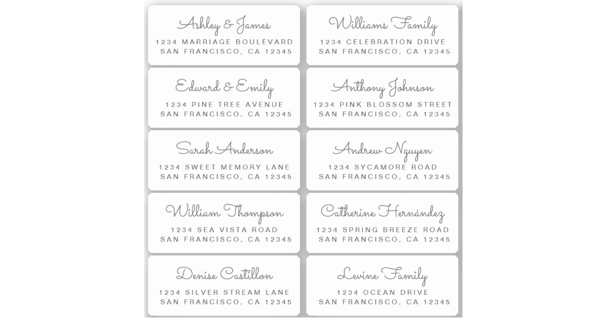 Postcard Calligraphy Wedding Guest Address Labels | Zazzle