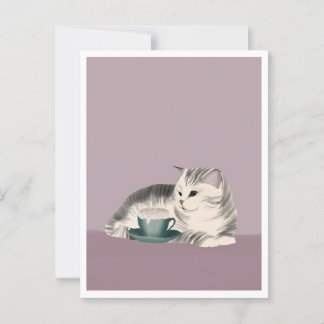 Postcard - Cat with Coffee