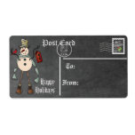 Postcard, Chalkboard Snowman Gift Tag - Blue