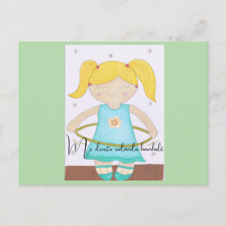 Postcard Child playing with a hula hoop