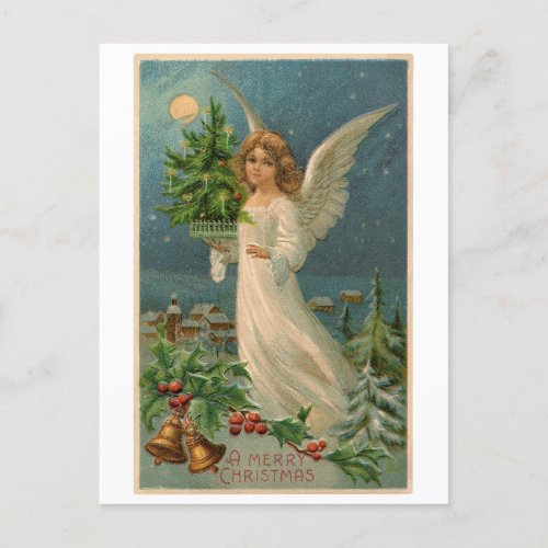 Postcard Christmas Angel with Tiny Tree Postcard