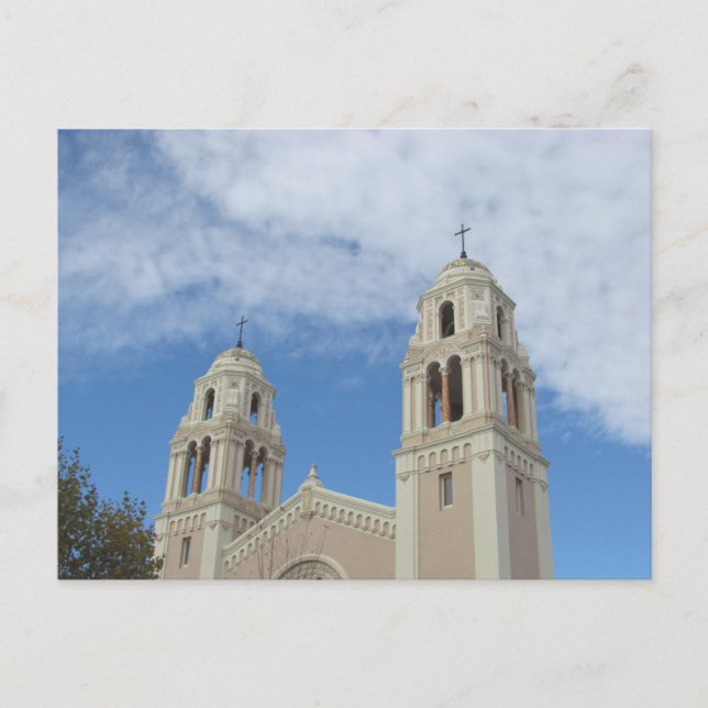 Postcard - Church Bell Towers in Petaluma (Front)