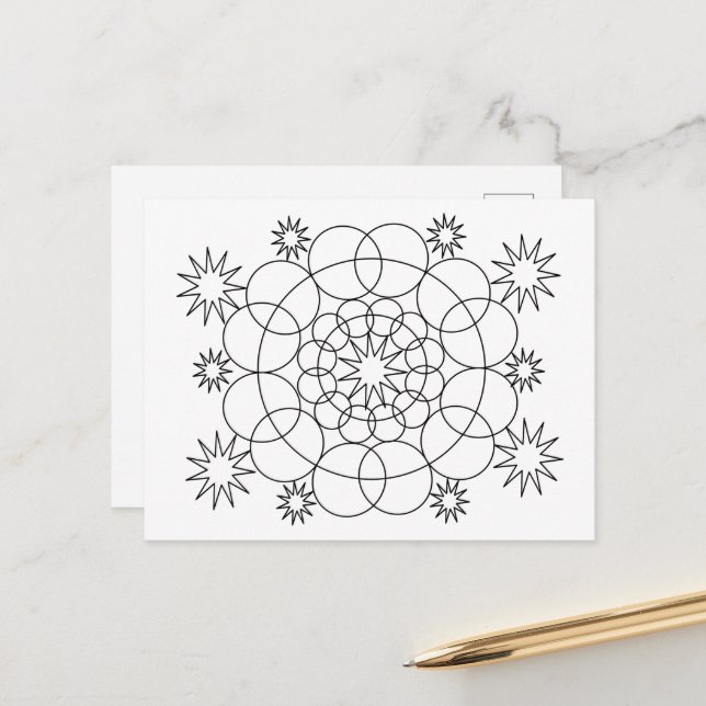 Postcard - Circles and Stars to Color (Front/Back In Situ)