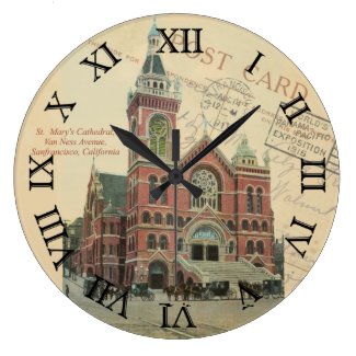 postcard clock - sanfrancisco st marys cathredral