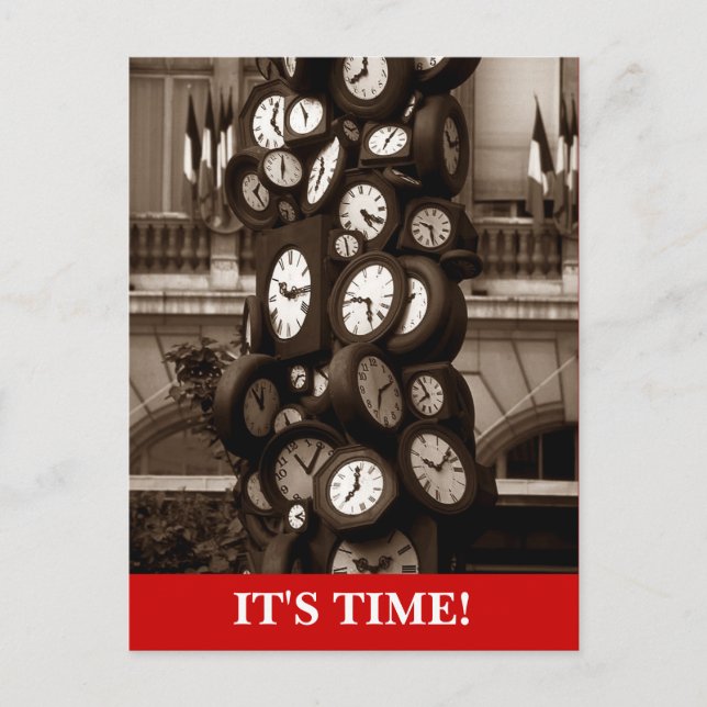 Postcard Clocks Time pieces Appointment Reminder (Front)