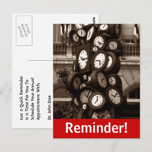 Postcard Clocks Time Visual Appointment Reminder | Zazzle