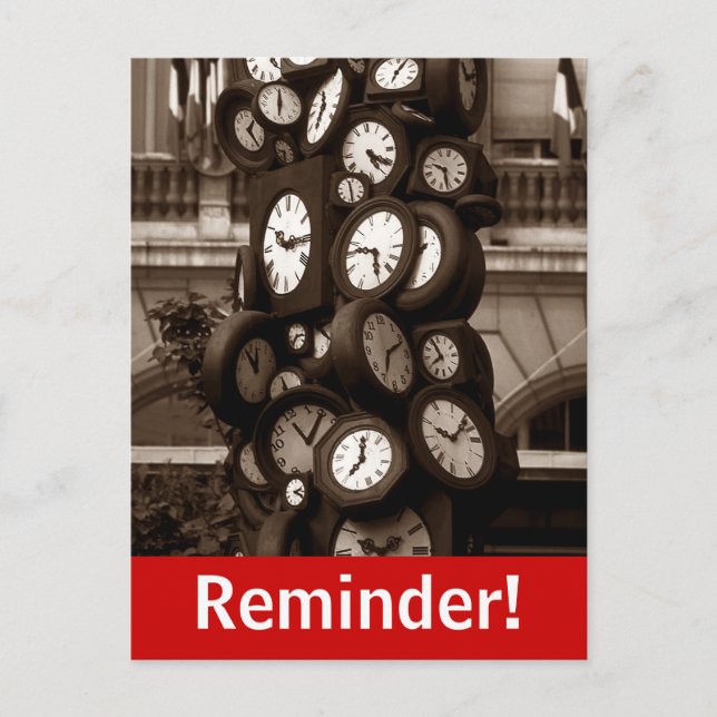 Postcard Clocks Time Visual Appointment Reminder (Front)