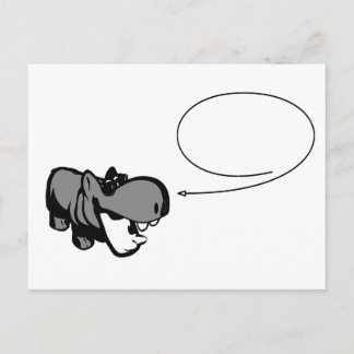 Postcard - Cool Summertime Hippo - Nilpferd