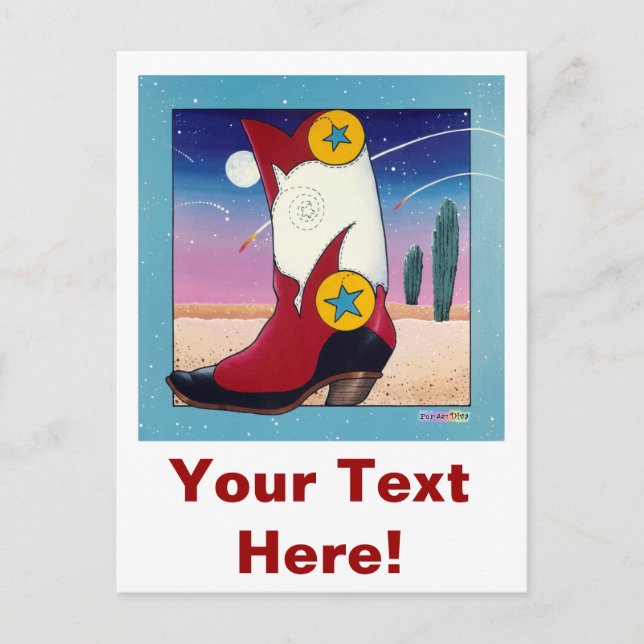 Postcard - Cowboy Boot, All Dressed Up (Front)