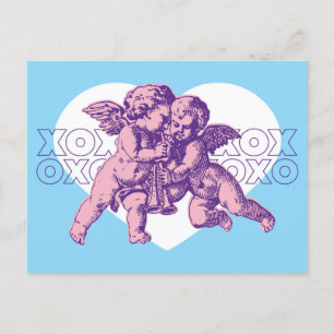 Postcard Cupid Valentine, Blue Purple