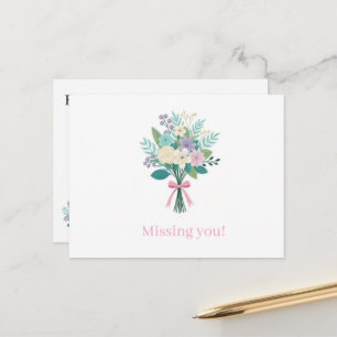 Postcard Cute Floral Missing you!