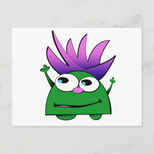 Postcard Cute Little Green Monster Cartoon Postcard